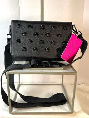 Betsey Johnson Skullicious Goth Glam Black Skull Crossbody Bag –  